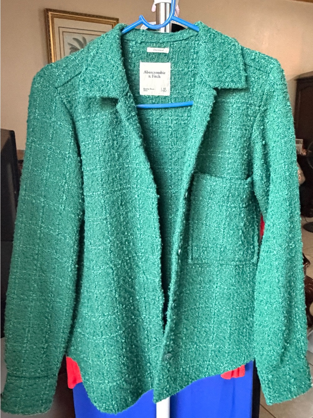 Abercrombie & Fitch Emerald Green Bouclé Blazer